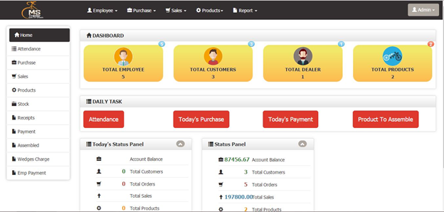 DashBoard Billing Management Software