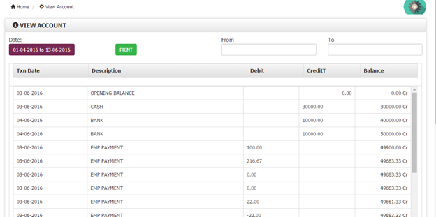 View account module Billing Software